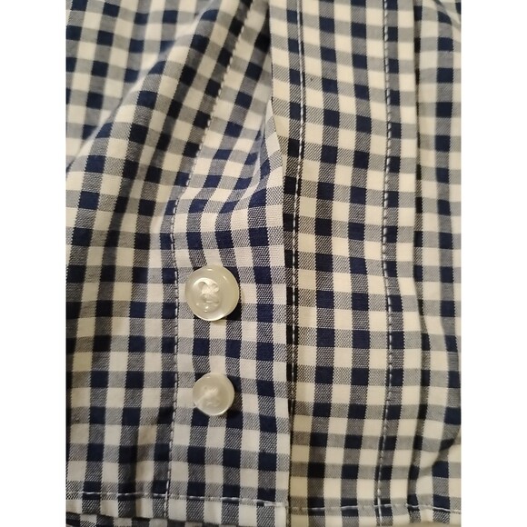 Stafford Easy Care Broadcloth Travel Shirt Blue Check Fitted 15 1/2 32/33 Pocket - Picture 7 of 9